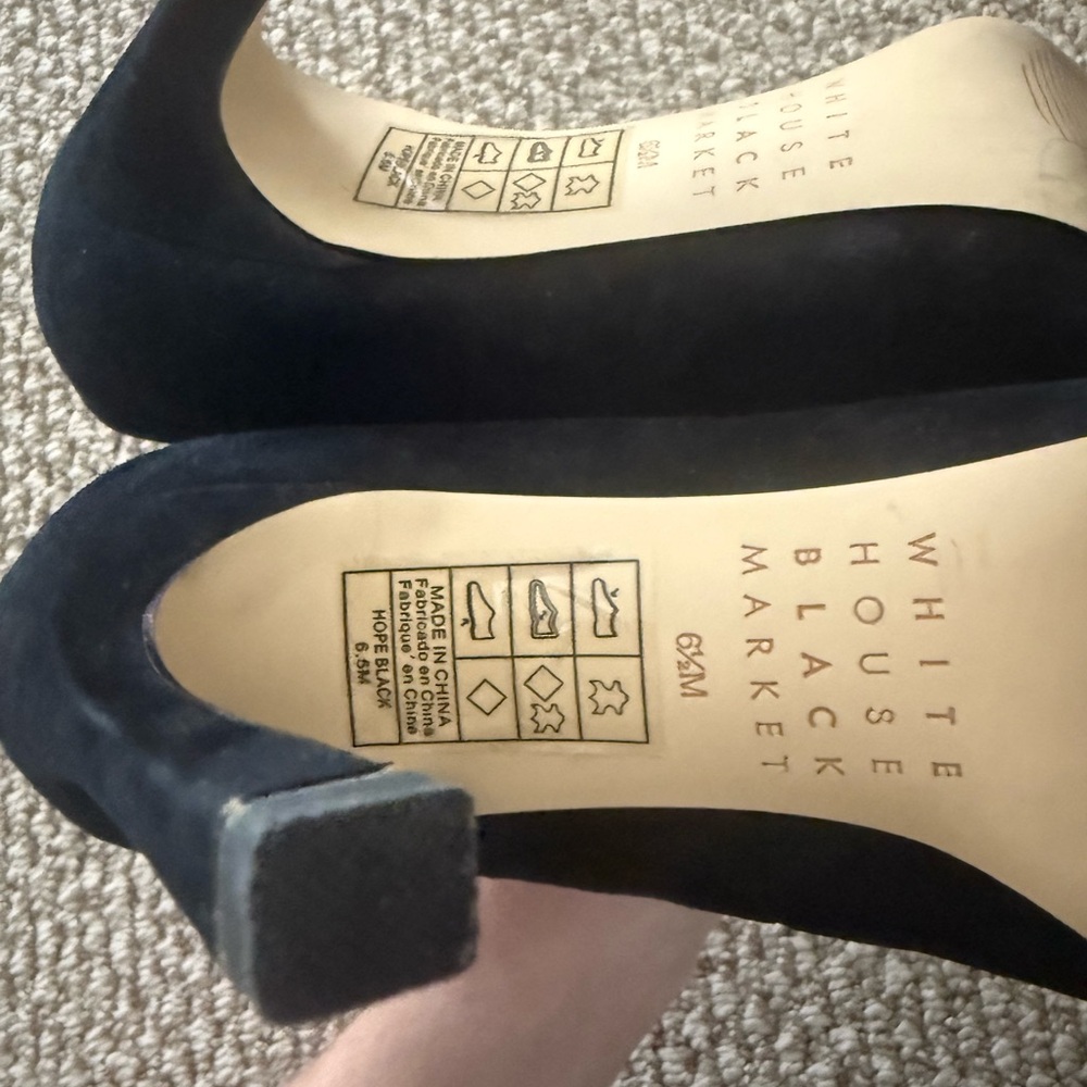 White House Black Market Black Suede Pointed Pumps - Picture 5 of 7